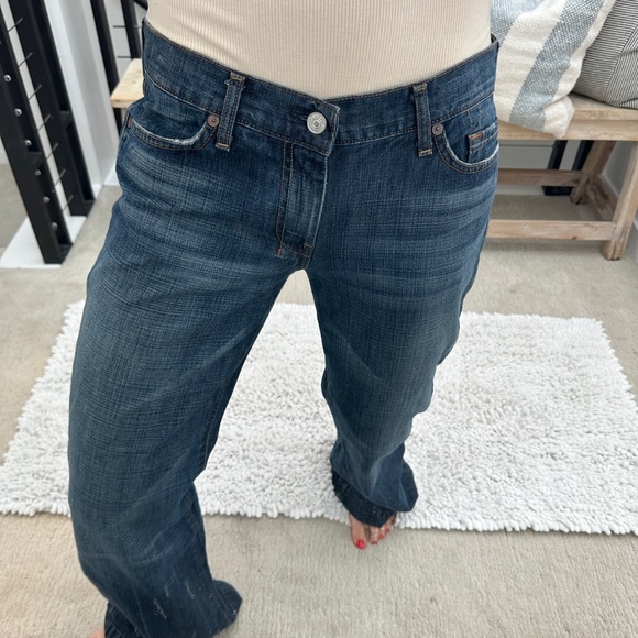 7 For All Mankind Dojo Flare Jeans Dark Wash Size 31 - Picture 5 of 13